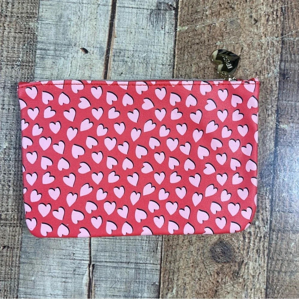 ipsy Heart Dream Clear Velvet Colorful Quilted Mauve Valentine Pink Makeup Bags